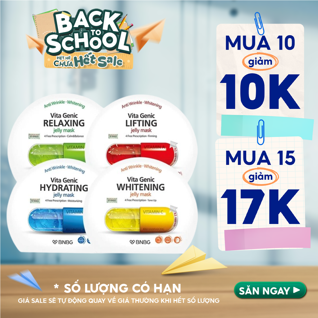 Mặt Nạ Miếng BNBG Dưỡng Ẩm, Hỗ Trợ Dưỡng Trắng, Cải Thiện Làn Da Hàn Quốc (Vitamin A, B, B3, E)