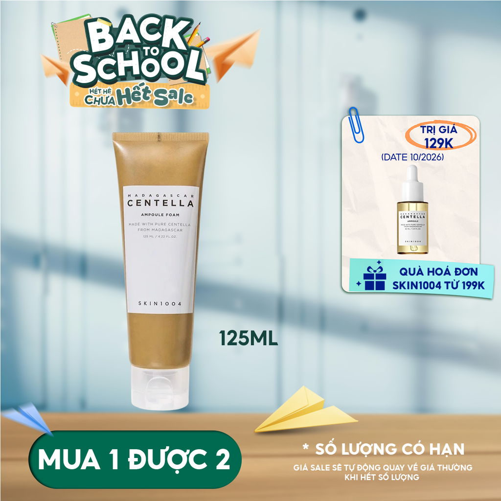 Sữa Rữa Mặt Tạo Bọt Skin1004 Làm Sạch Sâu, Dịu Nhẹ Chiết Xuất Rau Má Madagascar Centella Ampoule Foam 125ml