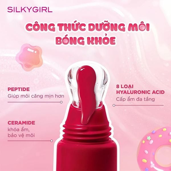  Son Tint Bóng Silkygirl Lâu Trôi, Cấp Ẩm Serum Lip Jelly 8ml 