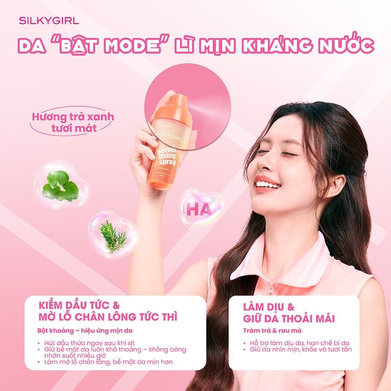Xịt Khóa Nền Silkygirl Fix & Lock Serum Fixing Spray 100ml