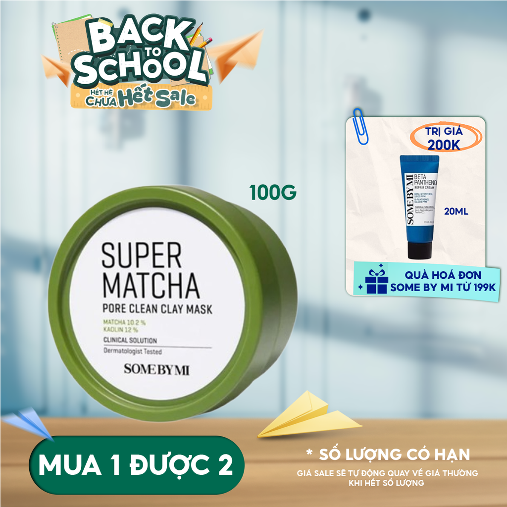 Mặt Nạ Đất Sét Some By Mi Trà Xanh Giúp Làm Sạch, Thu Nhỏ Lỗ Chân Lông Super Matcha Pore Clean Clay Mask 100g