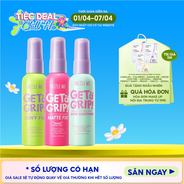  Xịt Khóa Nền DAZZLE ME Cố Định Trang Điểm Lâu Trôi Get A Grip Makeup Setting Spray 60ml 