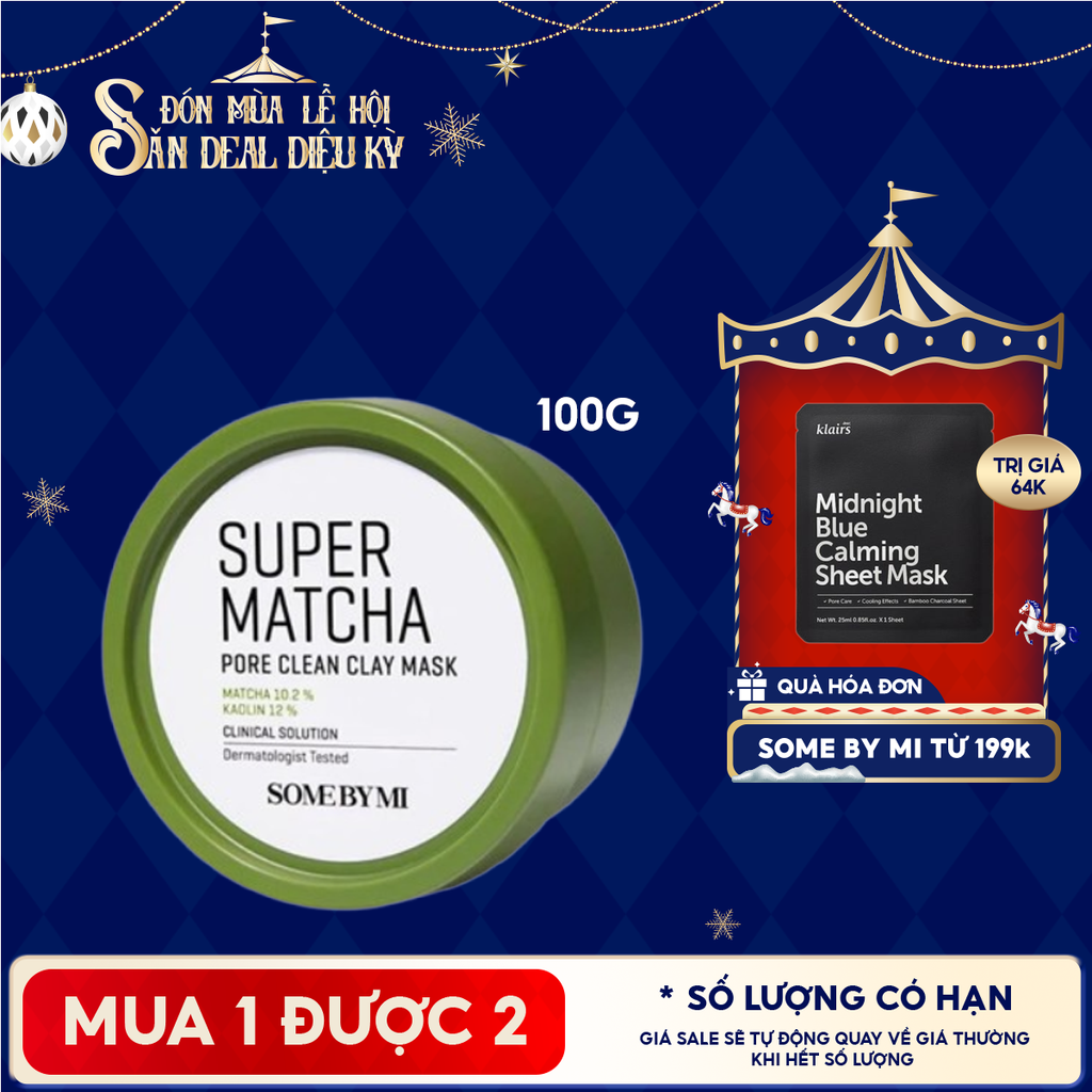 Mặt Nạ Đất Sét Some By Mi Trà Xanh Giúp Làm Sạch, Thu Nhỏ Lỗ Chân Lông Super Matcha Pore Clean Clay Mask 100g