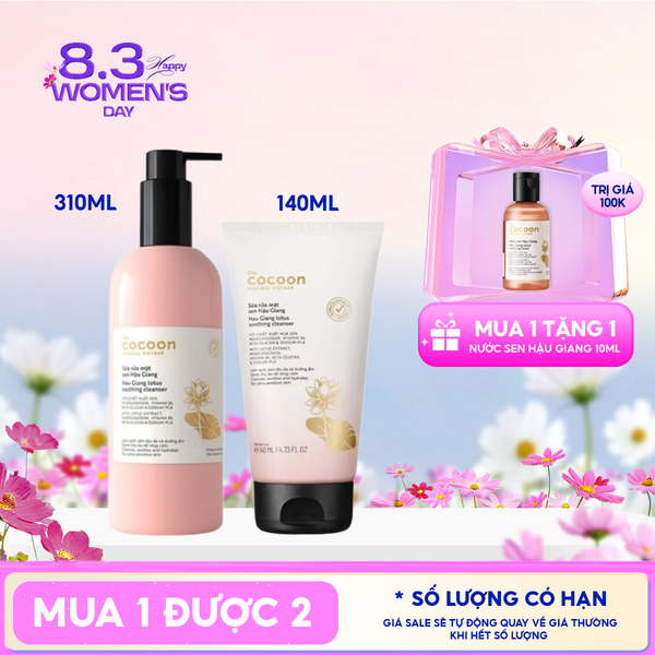  Sữa Rửa Mặt Sen Hậu Giang Làm Dịu Da Cocoon Hau Giang Lotus Soothing Cleanser 