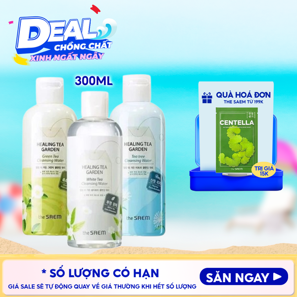  Nước Tẩy Trang The Saem Chiết Xuất Từ Các Loại Lá Trà Healing Tea Garden Cleansing Water 300ml 