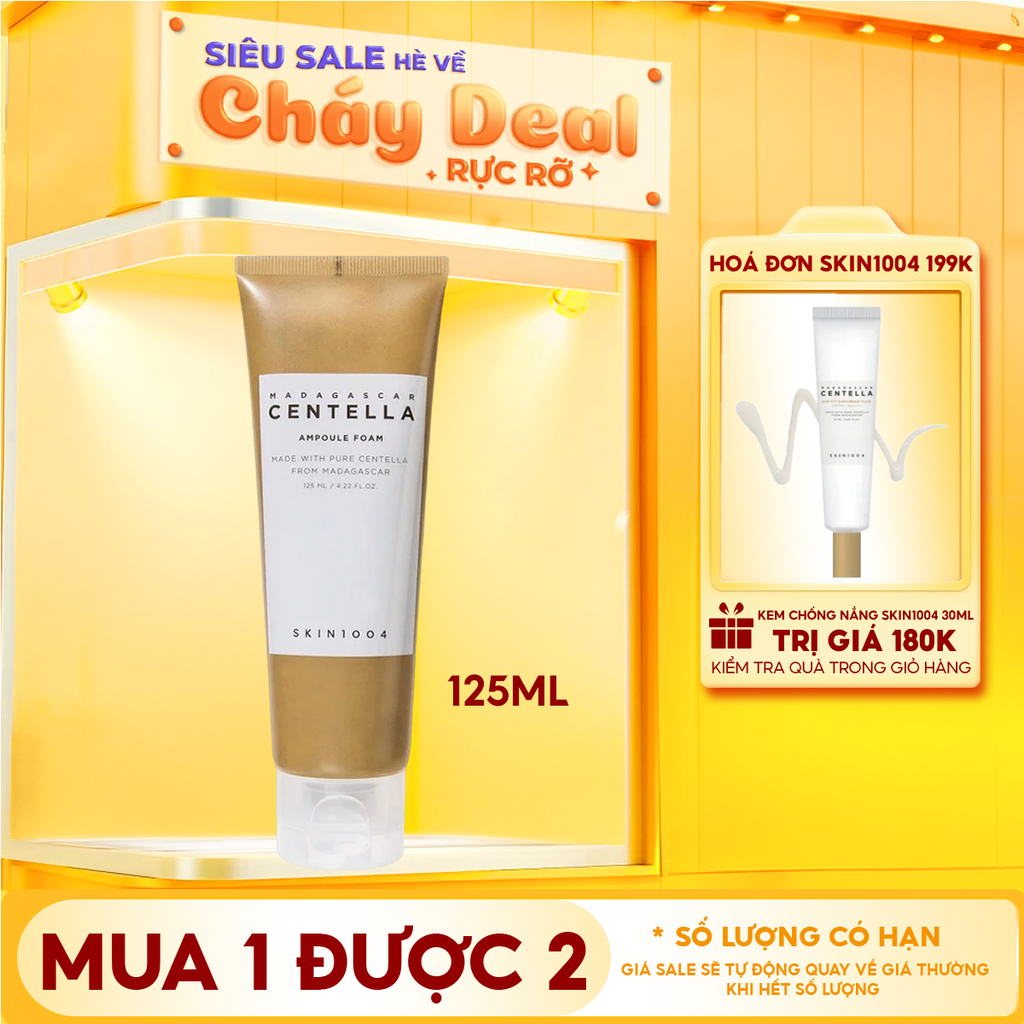 Sữa Rữa Mặt Tạo Bọt Skin1004 Làm Sạch Sâu, Dịu Nhẹ Chiết Xuất Rau Má Madagascar Centella Ampoule Foam 125ml