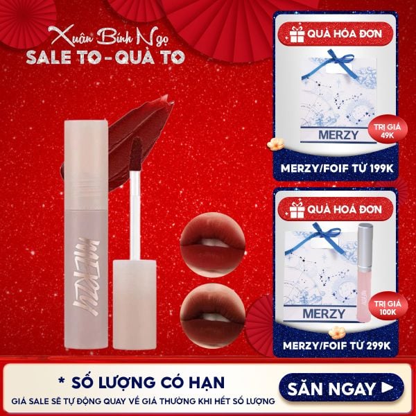  [Academia Collection] Son Kem Merzy Siêu Lì, Lâu Trôi, Lên Màu Chuẩn Academia Mellow Tint 4g 
