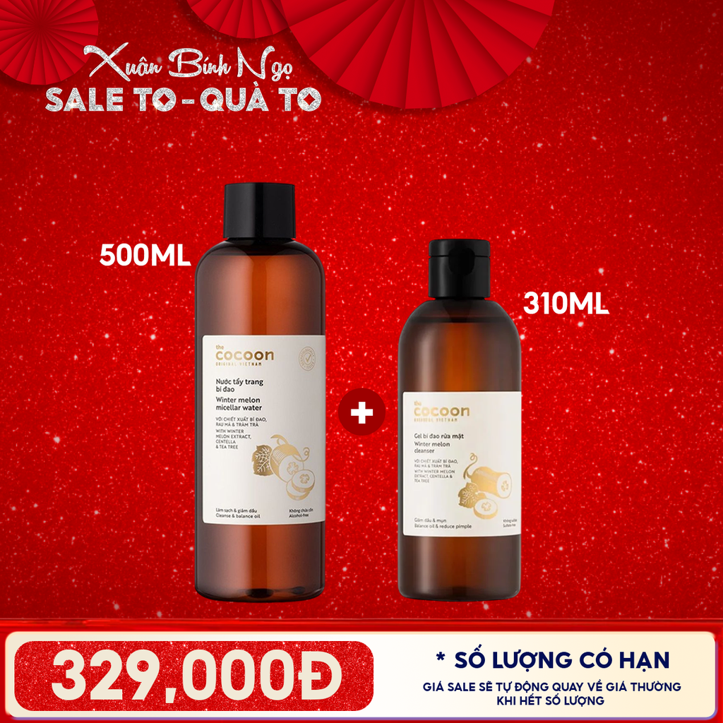 Nước Tẩy Trang Cocoon Bí Đao Thuần Chay Làm Sạch Dịu Nhẹ Winter Melon Micellar Water