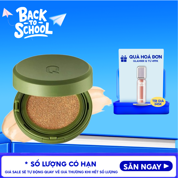  Phấn Nước GLAMRR Q Dưỡng Ẩm Cho Lớp Nền Căng Bóng, Bền Màu, Thuần Chay Vegan Super Glow Cushion SPF50+/PA++++ 15g 