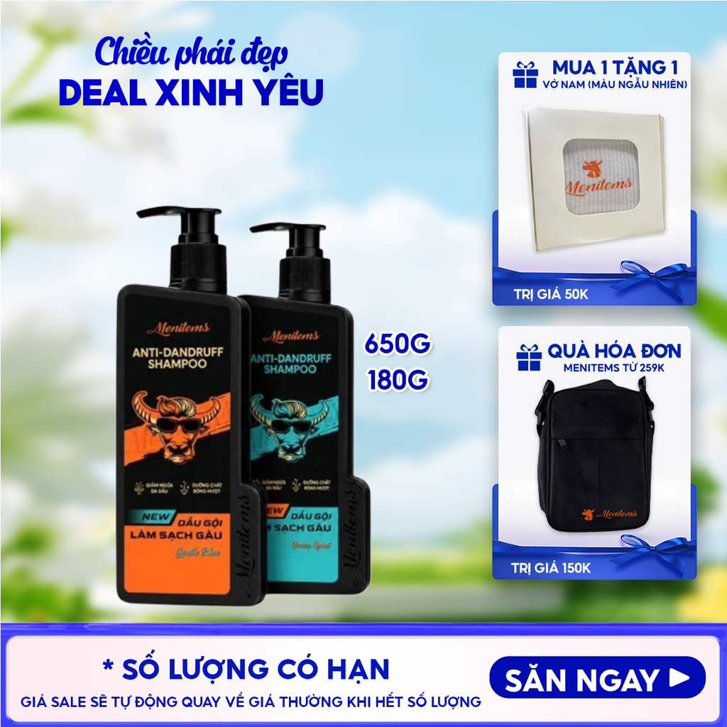 Dầu Gội Nam Menitems Hỗ Trợ Làm Sạch Gàu Ngứa Anti-Dandruff Shampoo