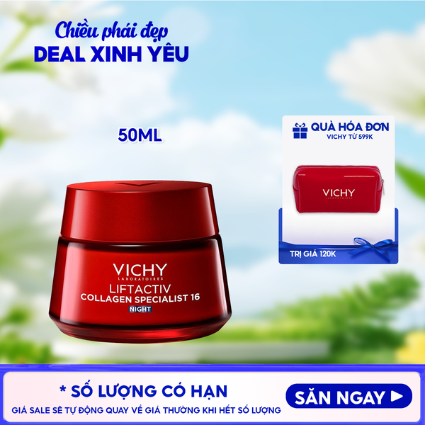 Kem Dưỡng Vichy Hỗ Trợ Sáng Da, Mờ Thâm Nám Ban Đêm Liftactiv Collagen Specialist Night 50ml 