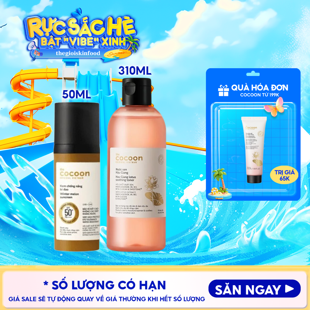Kem Chống Nắng Cocoon Bí Đao Quang Phổ Rộng Dành Cho Da Dầu, Nhạy Cảm Winter Melon Sunscreen SPF50+ PA++++ 50ml