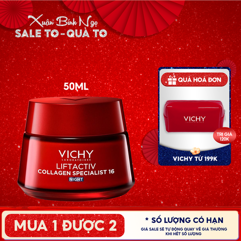 Kem Dưỡng Vichy Hỗ Trợ Sáng Da, Mờ Thâm Nám Ban Đêm Liftactiv Collagen Specialist Night 50ml