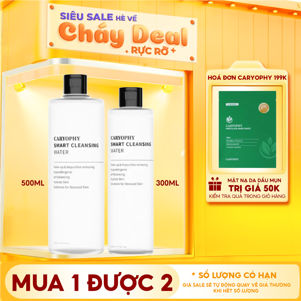 Nước Tẩy Trang Caryophy Dành Cho Da Dầu Mụn Smart Cleansing Water