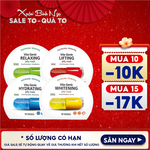 Mặt Nạ Miếng BNBG Dưỡng Ẩm, Hỗ Trợ Dưỡng Trắng, Cải Thiện Làn Da Hàn Quốc (Vitamin A, B, B3, E) 