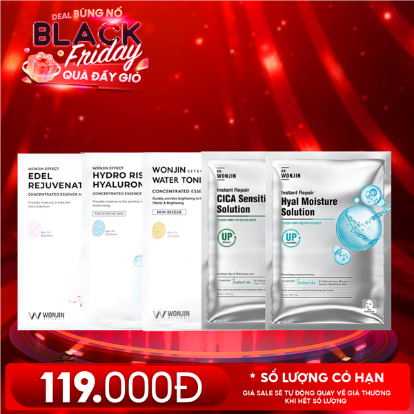  Combo Mask 5 Miếng: Mặt Nạ Miếng Wonjin Effect Concentrated Essence Mask + Mặt Nạ Miếng Dr.Wonjin Instant Solution Mask 