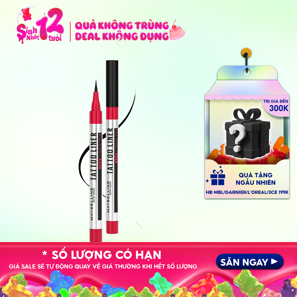 Bút Kẻ Mắt Nước Maybelline Đậm Màu Không Lem Trôi Tattoo Liner 48H Liquid Pen 1g