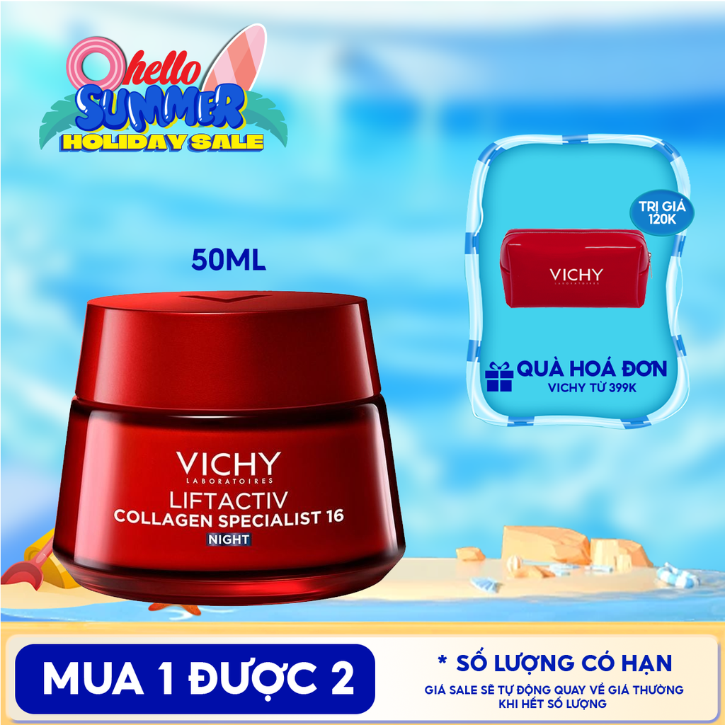 Kem Dưỡng Vichy Hỗ Trợ Sáng Da, Mờ Thâm Nám Ban Đêm Liftactiv Collagen Specialist Night 50ml