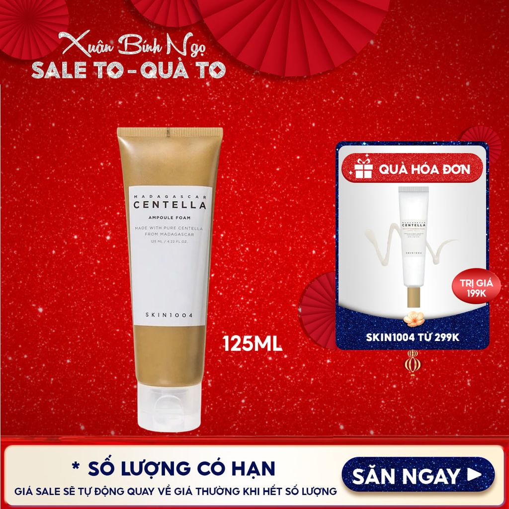 Sữa Rữa Mặt Tạo Bọt Skin1004 Làm Sạch Sâu, Dịu Nhẹ Chiết Xuất Rau Má Madagascar Centella Ampoule Foam 125ml