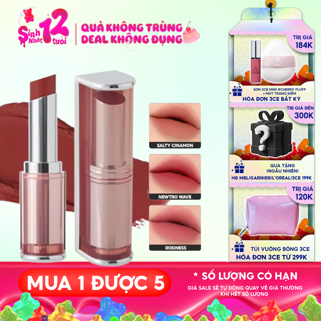 Son Thỏi Lì 3CE Bền Màu, Nhẹ Môi Blur Matte Lipstick 4g