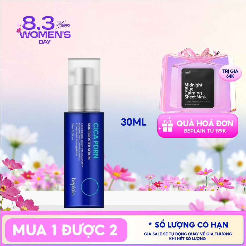 Serum Beplain Tinh Chất Dưỡng Chiết Xuất Rau Má, Hỗ Trợ Phục Hồi Da Cica PDRN Skin Booster 30ml