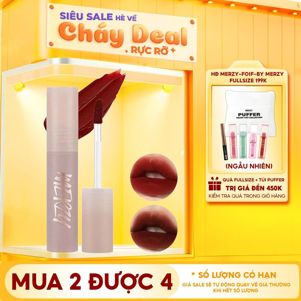 [Academia Collection] Son Kem Siêu Lì, Lâu Trôi, Lên Màu Chuẩn Merzy Academia Mellow Tint 4g