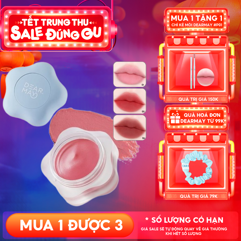 Son Kem Bùn Dearmay Kiêm Má Hồng Mờ Lì Thuần Chay Pure Falling Mood Lip Pot 6.5g
