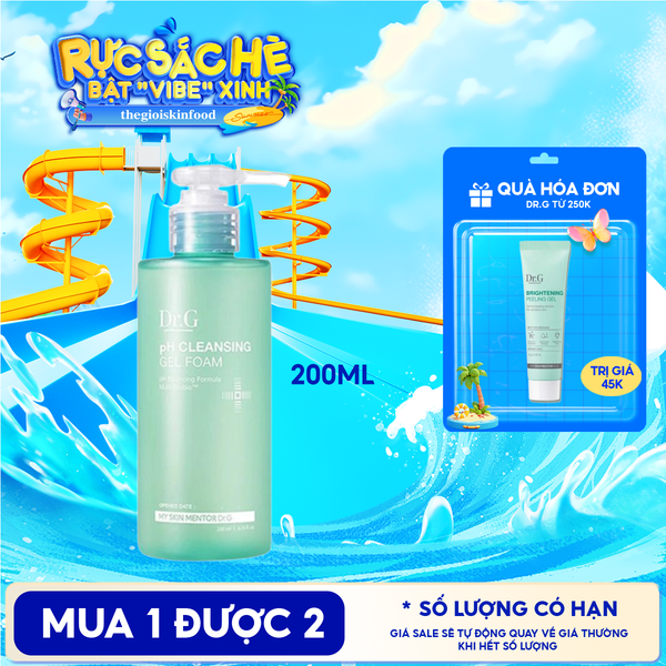  Sữa Rửa Mặt Dr.G Dạng Gel Tạo Bọt Dịu Nhẹ, Làm Sạch Sâu, Cấp Ẩm, Cho Da Nhạy Cảm pH Cleansing Gel Foam 200ml 