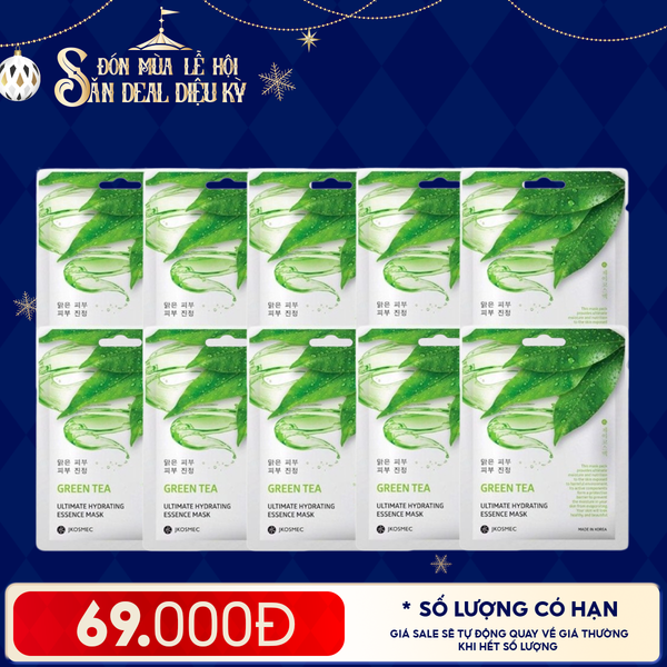  Combo Mặt Nạ Jkosmec 10 Miếng: Jkosmec Ultimate Hydrating Essence Mask Green Tea (10 miếng) 