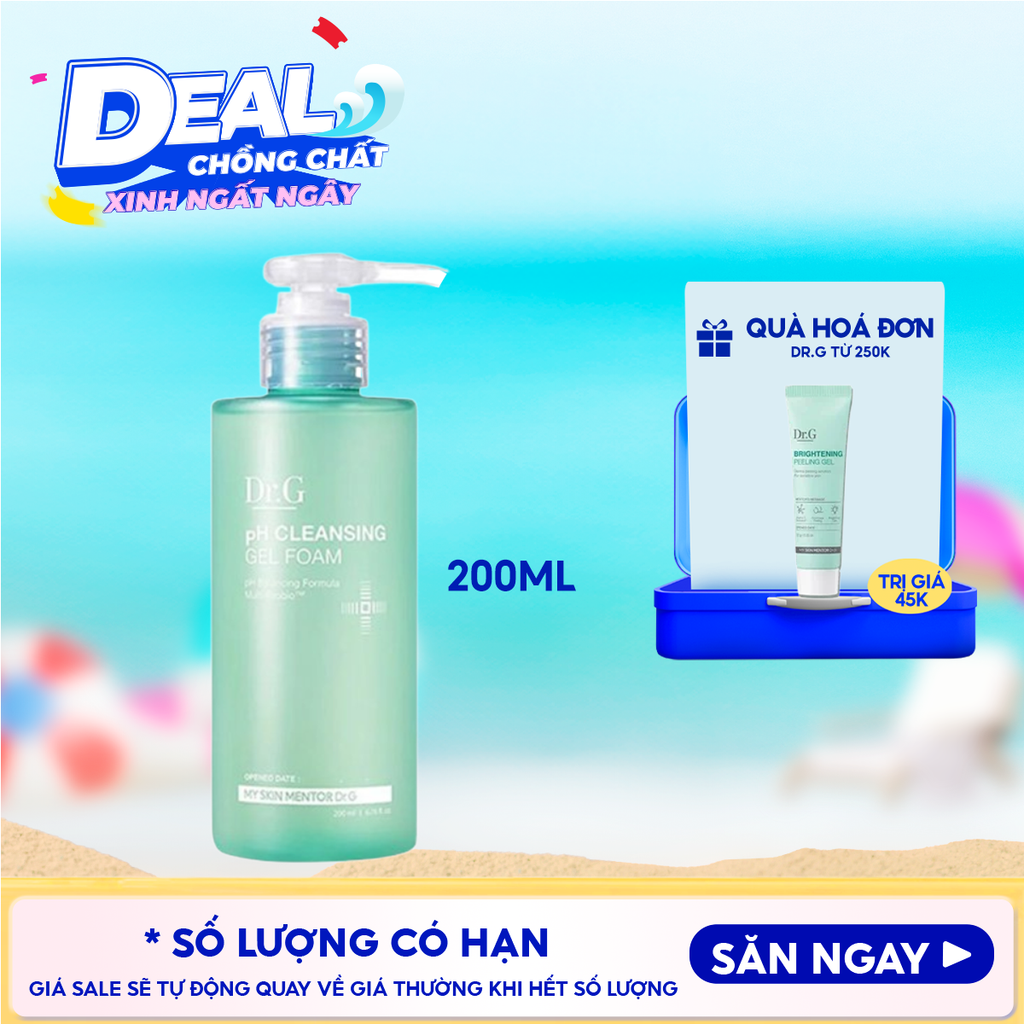 Sữa Rửa Mặt Dr.G Dạng Gel Tạo Bọt Dịu Nhẹ, Làm Sạch Sâu, Cấp Ẩm, Cho Da Nhạy Cảm pH Cleansing Gel Foam 200ml