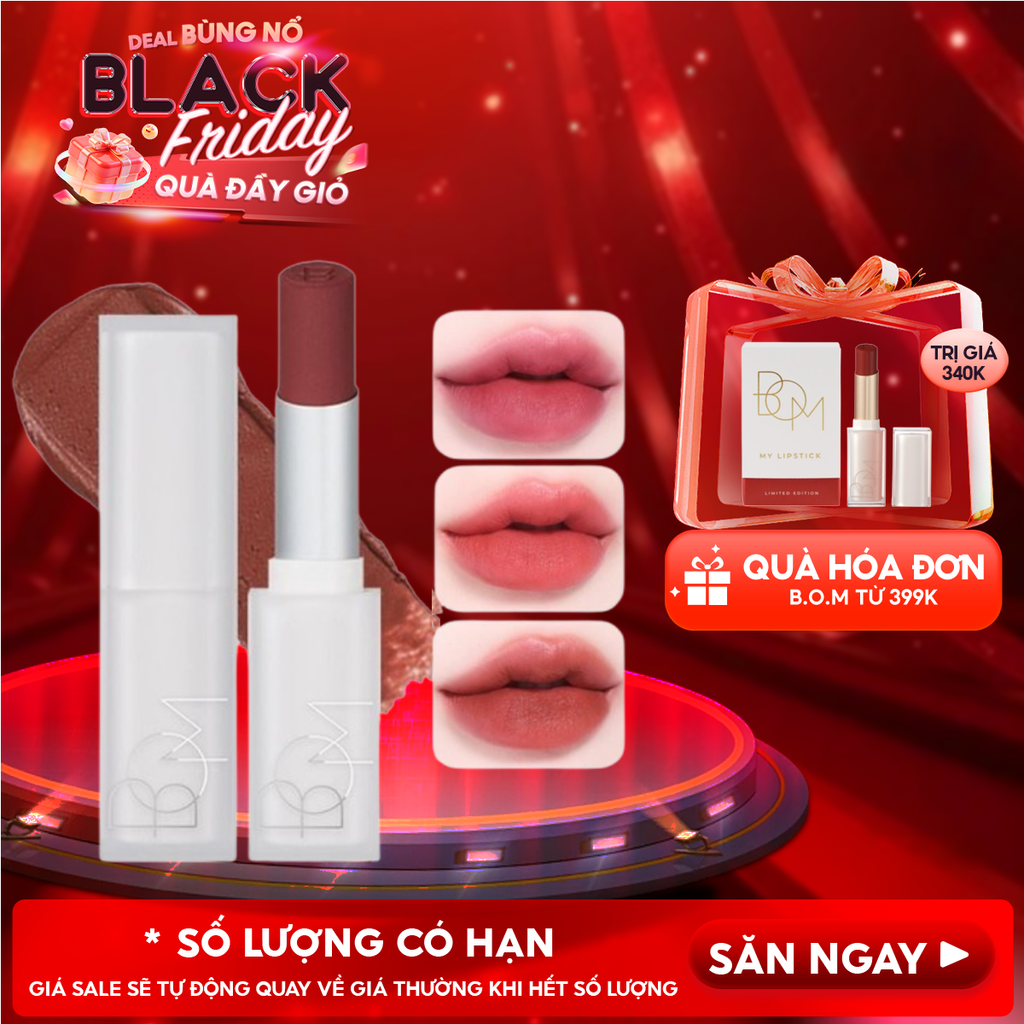 Son Thỏi B.O.M Thuần Chay Mịn Lì Cloud Blur Lipstick 3.3g