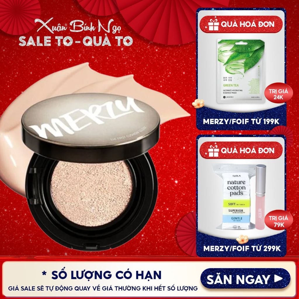 Phấn Nước Che Phủ Hoàn Hảo, Lớp Nền Căng Bóng, Lâu Trôi Merzy The First Cushion Glow SPF 50+/PA+++ 13g