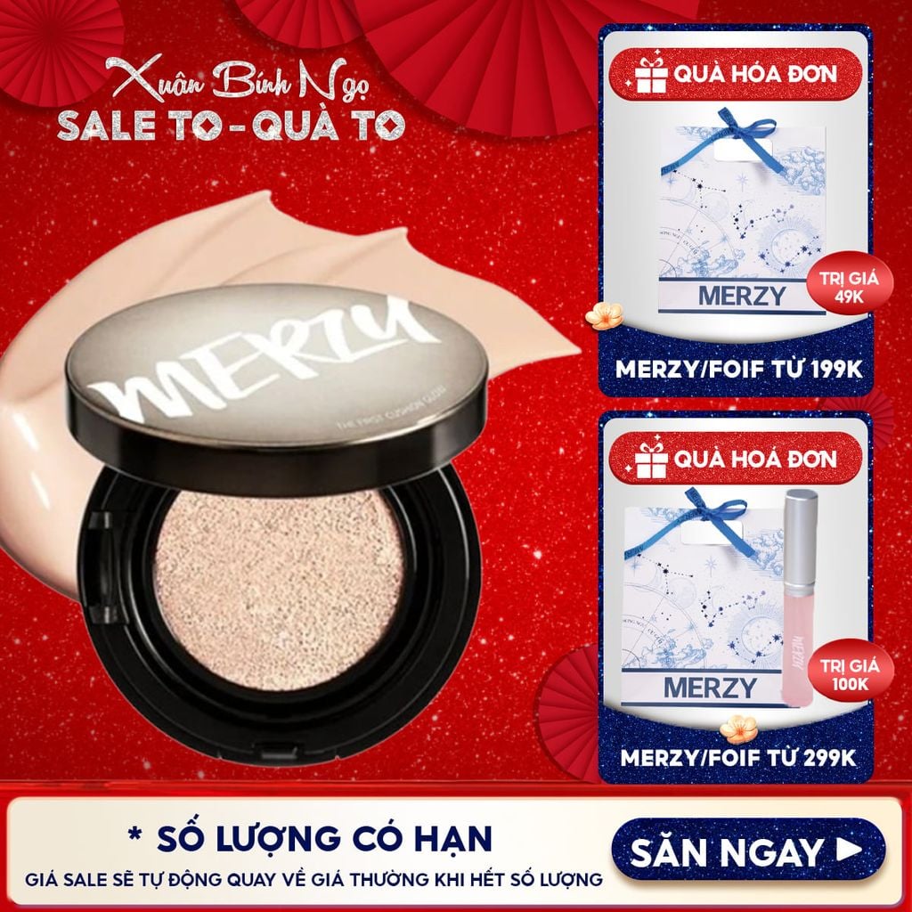 Phấn Nước Che Phủ Hoàn Hảo, Lớp Nền Căng Bóng, Lâu Trôi Merzy The First Cushion Glow SPF 50+/PA+++ 13g