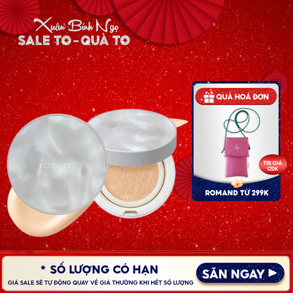  Phấn Nước Romand Che Phủ Tốt, Cho Lớp Nền Bóng Khỏe Clear Cover Cushion SPF50+ PA+++ - Hanbok Project 14g - Màu 03 Beige 23 