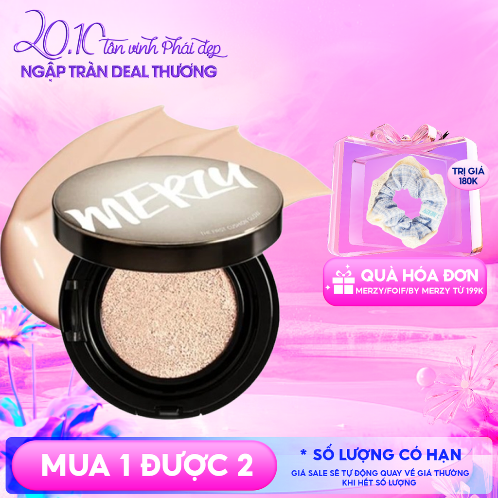 Phấn Nước Che Phủ Hoàn Hảo, Lớp Nền Căng Bóng, Lâu Trôi Merzy The First Cushion Glow SPF 50+/PA+++ 13g