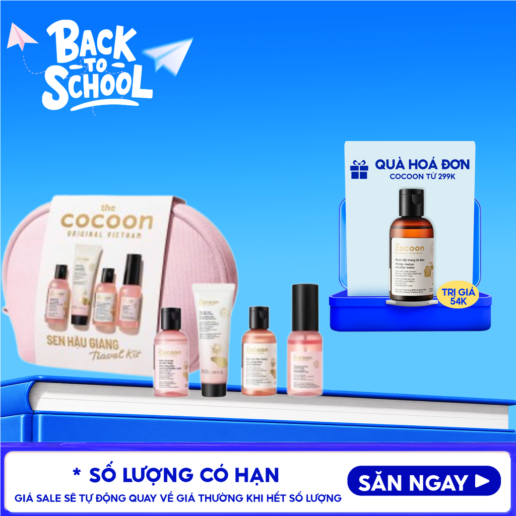 Travel Kit Sen Hậu Giang Chăm Sóc Da Cocoon Travel Kit 2: Hau Giang Lotus Collection 4pcs