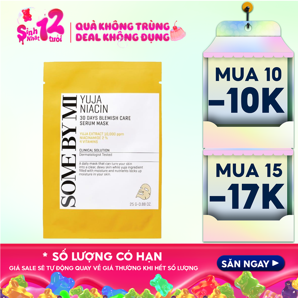 Mặt Nạ Some By Mi Hỗ Trợ Dưỡng Sáng Da Chiết Xuất Quả Thanh Yên Yuja Niacin Blemish Care Serum Mask 25g