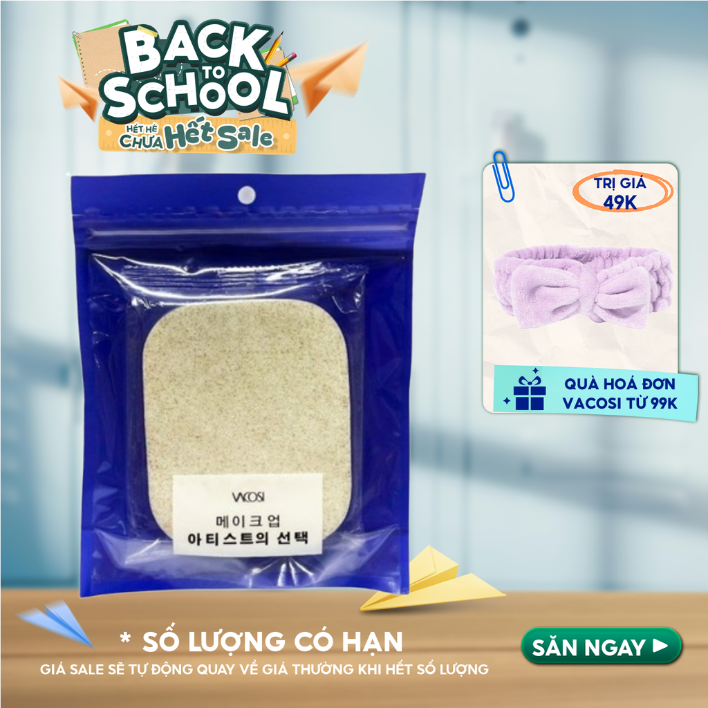 Bông Mút Rửa Mặt Vacosi Bọt Biển, Loại Bỏ Bụi Bẩn, Dịu Nhẹ Cho Da BP26
