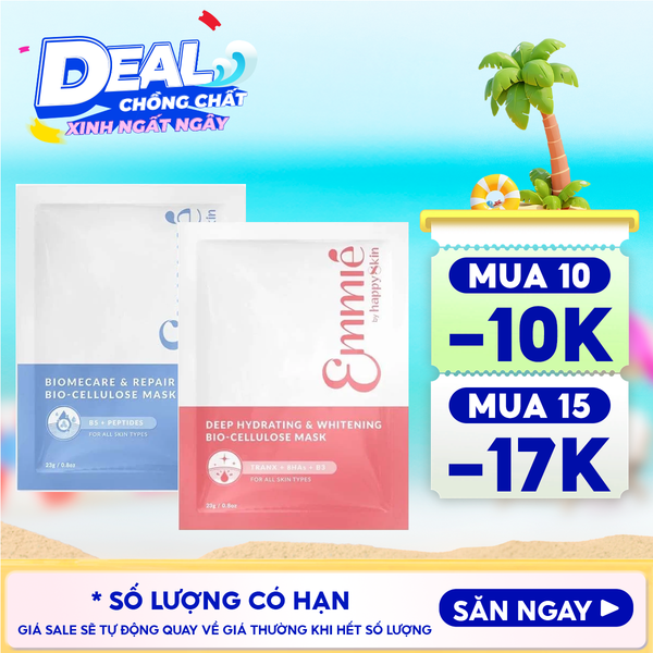  Mặt Nạ Dưỡng Emmié By HappySkin Cấp Ẩm, Hỗ Trợ Phục Hồi, Làm Sáng Da Bio Cellulose Mask 