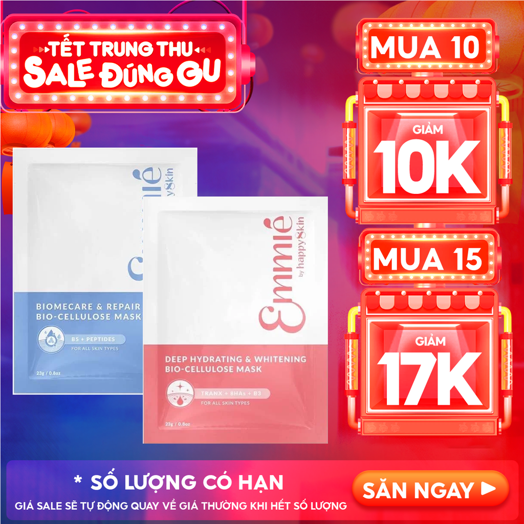 Mặt Nạ Dưỡng Emmié By HappySkin Cấp Ẩm, Hỗ Trợ Phục Hồi, Làm Sáng Da Bio Cellulose Mask