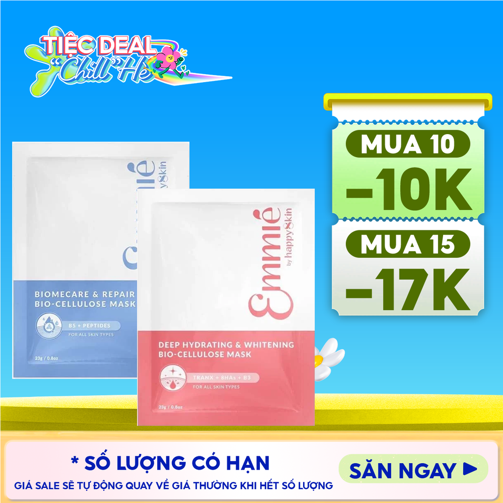 Mặt Nạ Dưỡng Emmié By HappySkin Cấp Ẩm, Hỗ Trợ Phục Hồi, Làm Sáng Da Bio Cellulose Mask