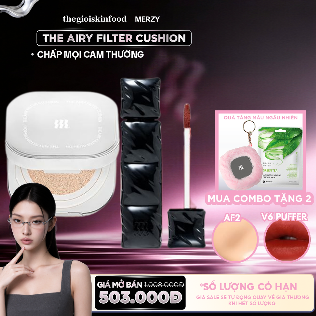 [MUA 2 NHẬN 4] Combo Merzy: Phấn nước Merzy The Airy Filter Cushion + Son Merzy Best Seller (New Dew/ Puffer/Bisous/Glam/ Fit Blur Tint)