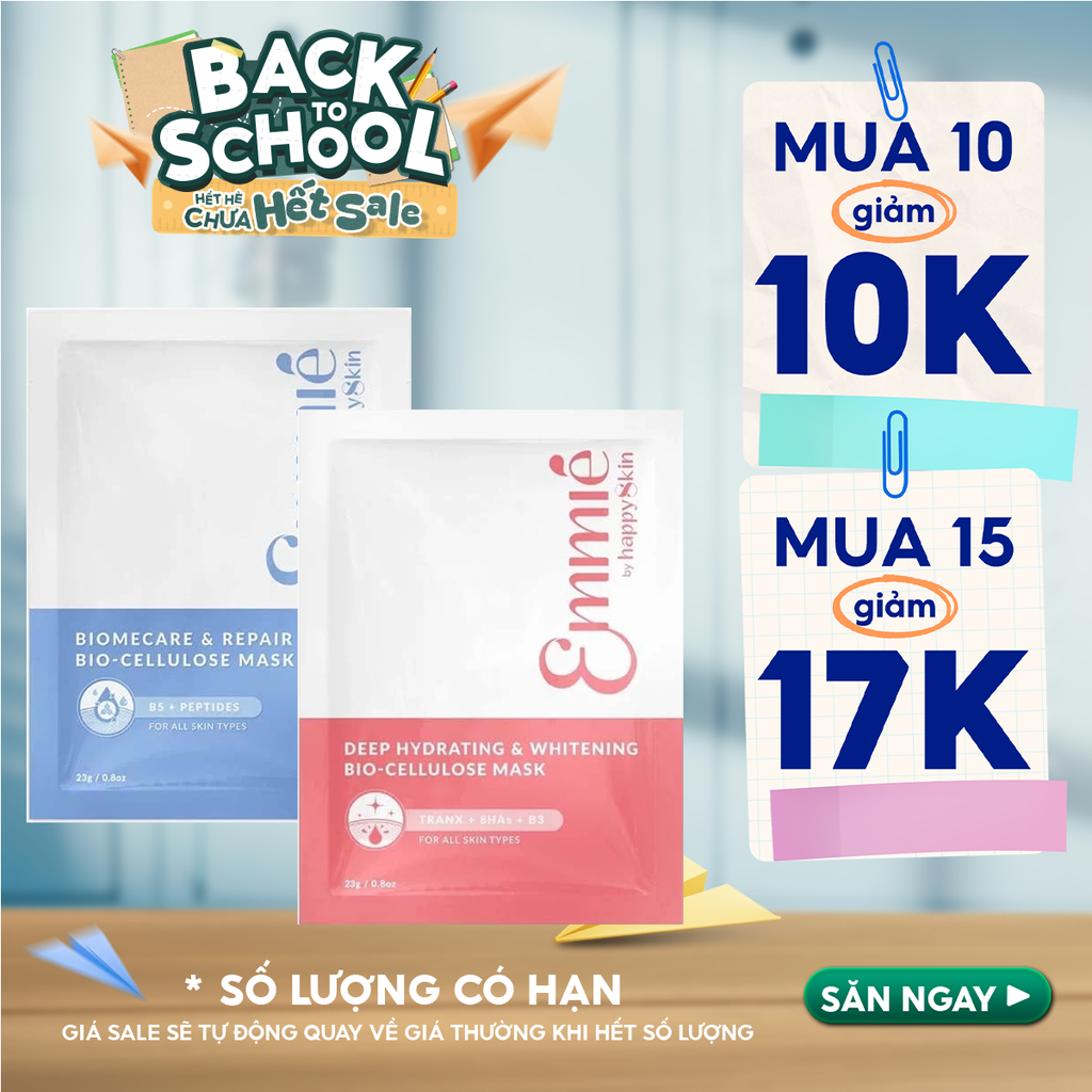 Mặt Nạ Dưỡng Emmié By HappySkin Cấp Ẩm, Hỗ Trợ Phục Hồi, Làm Sáng Da Bio Cellulose Mask