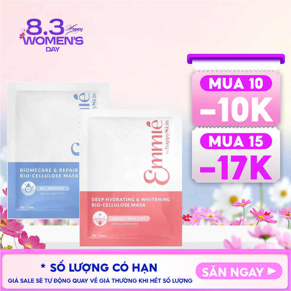  Mặt Nạ Dưỡng Emmié By HappySkin Cấp Ẩm, Hỗ Trợ Phục Hồi, Làm Sáng Da Bio Cellulose Mask 