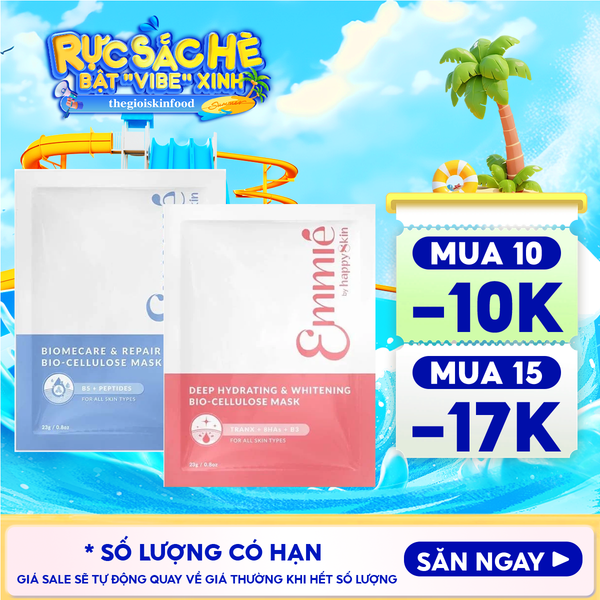  Mặt Nạ Dưỡng Emmié By HappySkin Cấp Ẩm, Hỗ Trợ Phục Hồi, Làm Sáng Da Bio Cellulose Mask 