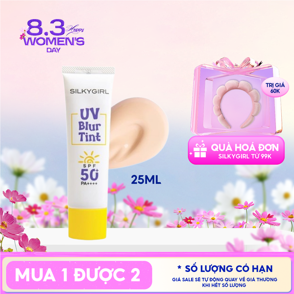  Kem Lót Đa Năng Chống Nắng Đều Màu Da Silkygirl Uv Blur Tint 25ml #01 Light Beige 