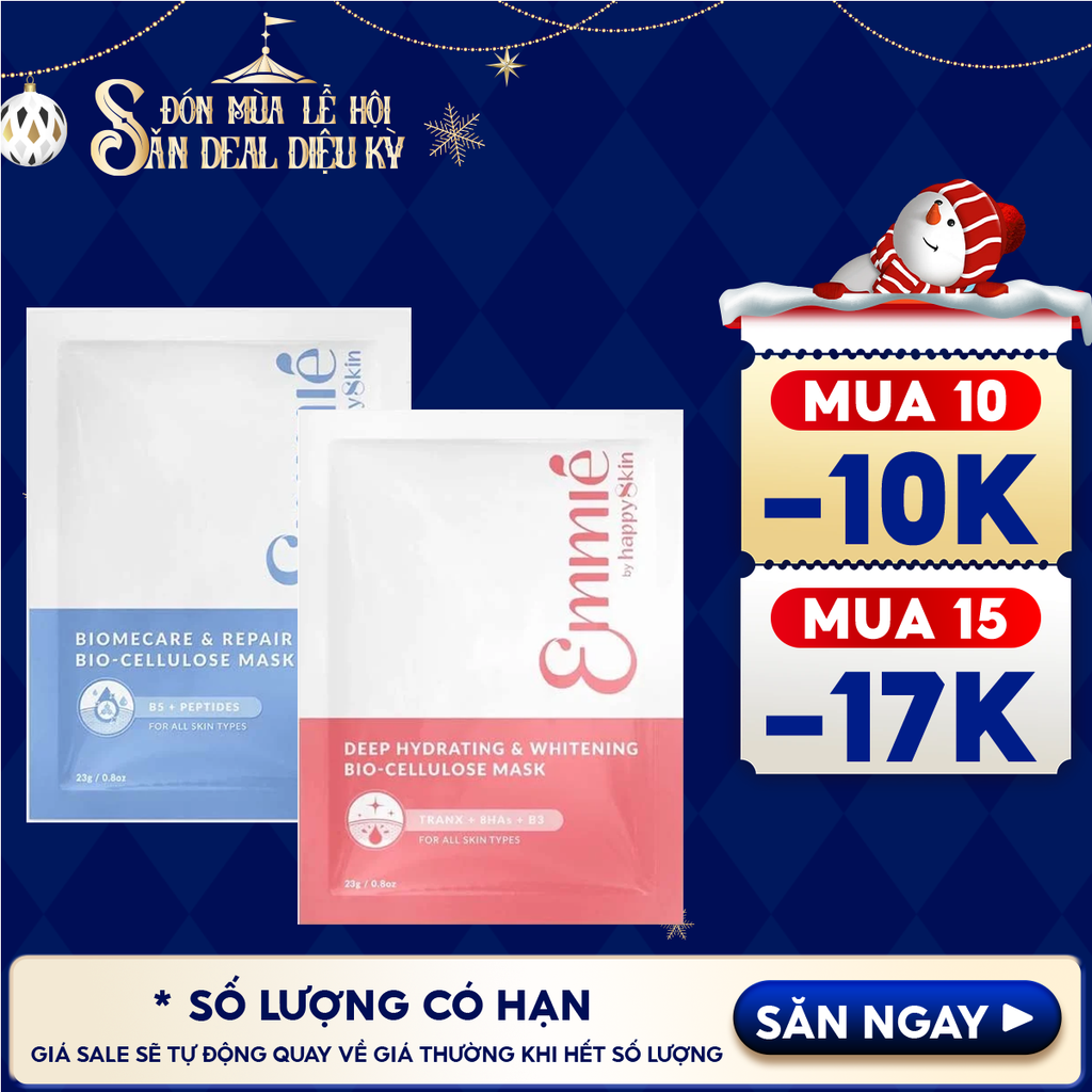 Mặt Nạ Dưỡng Emmié By HappySkin Cấp Ẩm, Hỗ Trợ Phục Hồi, Làm Sáng Da Bio Cellulose Mask
