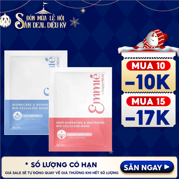  Mặt Nạ Dưỡng Emmié By HappySkin Cấp Ẩm, Hỗ Trợ Phục Hồi, Làm Sáng Da Bio Cellulose Mask 