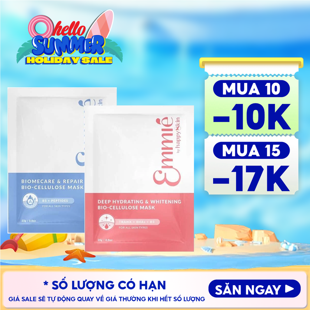Mặt Nạ Dưỡng Emmié By HappySkin Cấp Ẩm, Hỗ Trợ Phục Hồi, Làm Sáng Da Bio Cellulose Mask