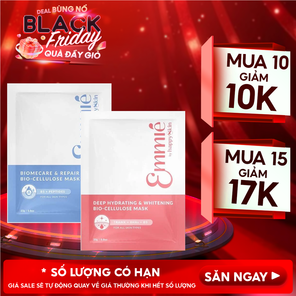 Mặt Nạ Dưỡng Emmié By HappySkin Cấp Ẩm, Hỗ Trợ Phục Hồi, Làm Sáng Da Bio Cellulose Mask